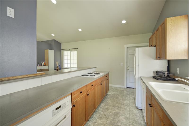 Lots of kitchen counter prep space