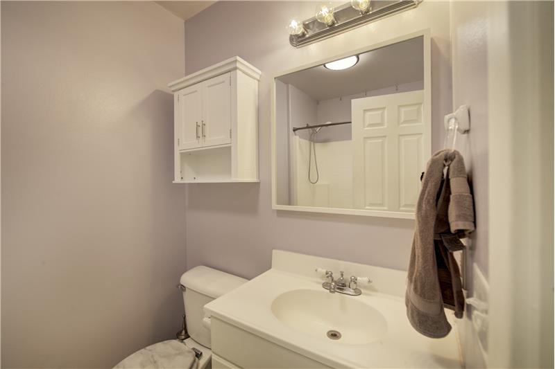 Hall bath, with tub and shower
