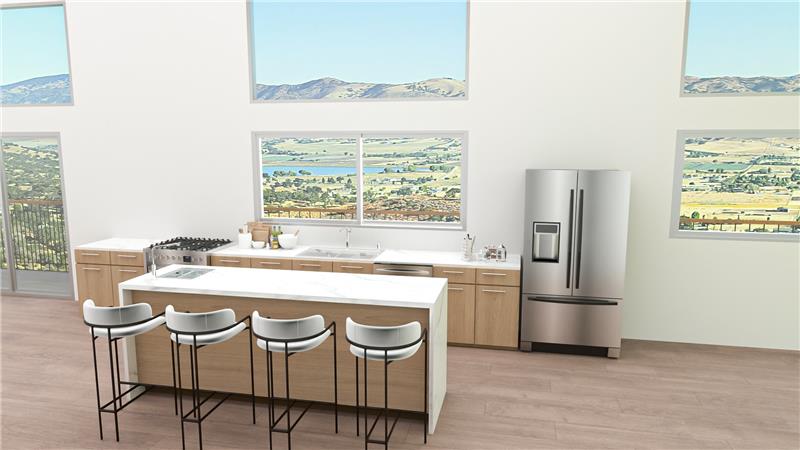 Yes, you are correct. The plans do call for an 8' window over the sink! Morning coffee will never be same!!