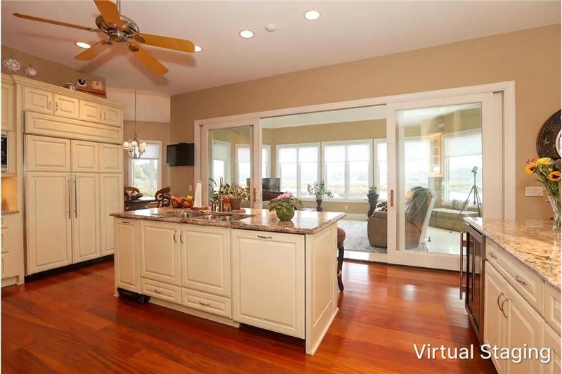Virtually Staged Kitchen with Ivory Painted Cabinetry