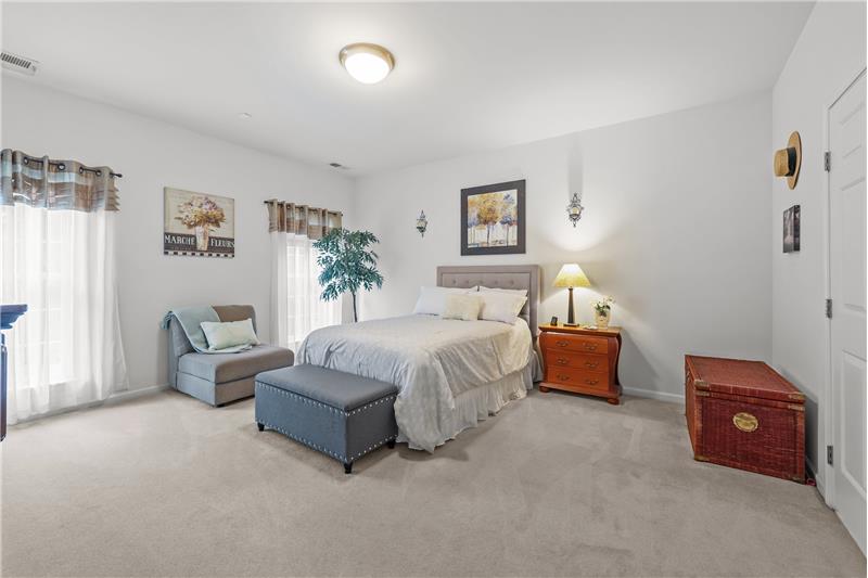 Primary suite on main floor features custom walk-in closet