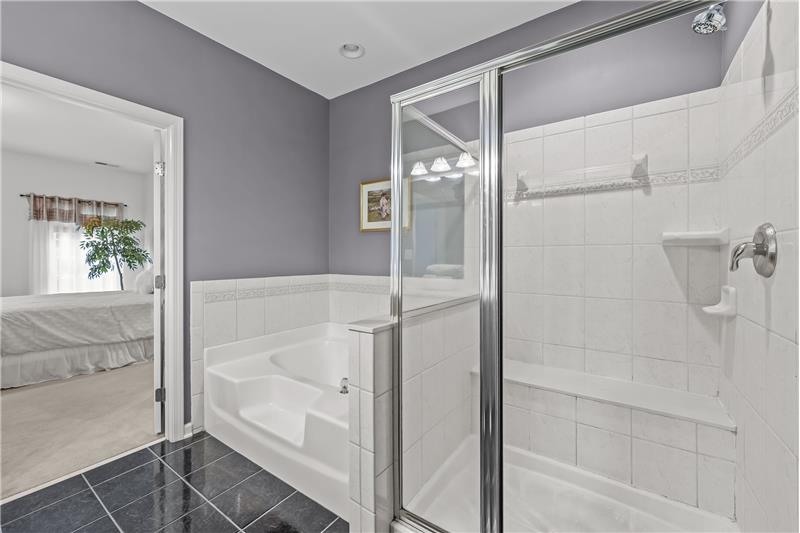 Primary bathroom features step-in shower