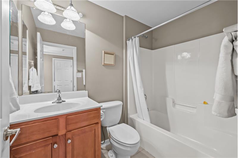 Hall bathroom shared by two of the second floor bedrooms