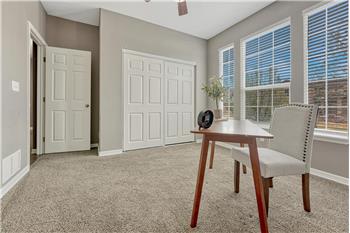 Main Level Bedroom #2 with wall of windows and generous closet.