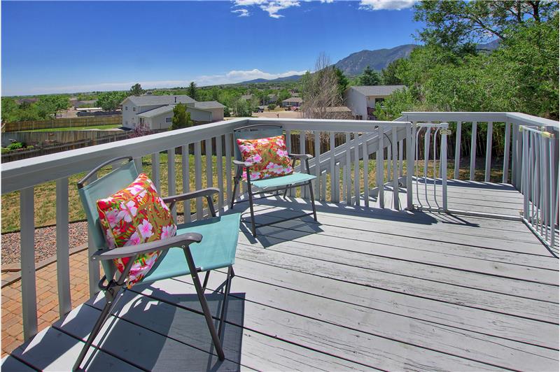 Enjoy the mountain views from the 8x10 deck!