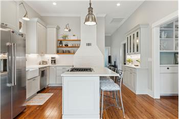 Kitchen with Decorative Fireplace