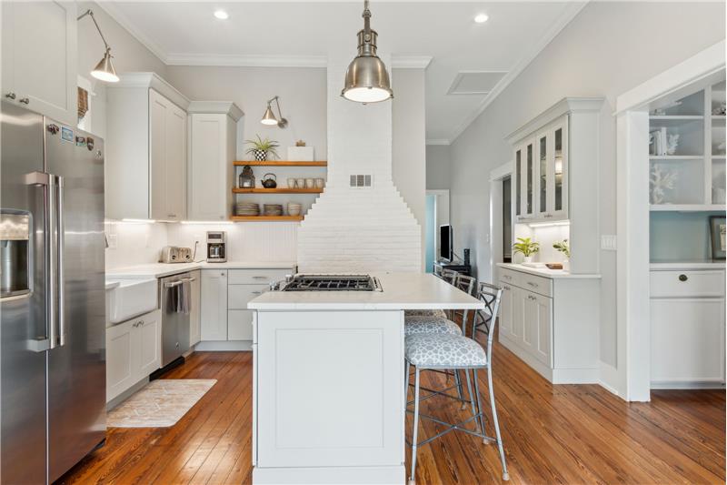 Kitchen with Decorative Fireplace