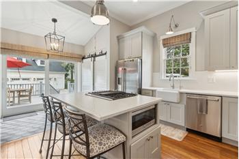 Kitchen with Decorative Fireplace