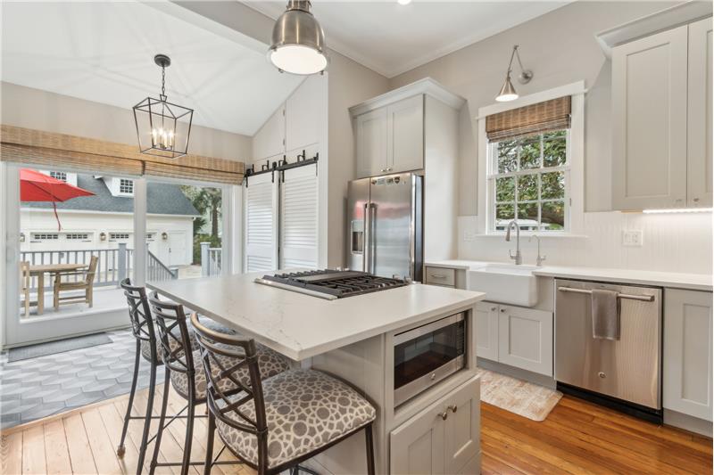 Kitchen with Decorative Fireplace