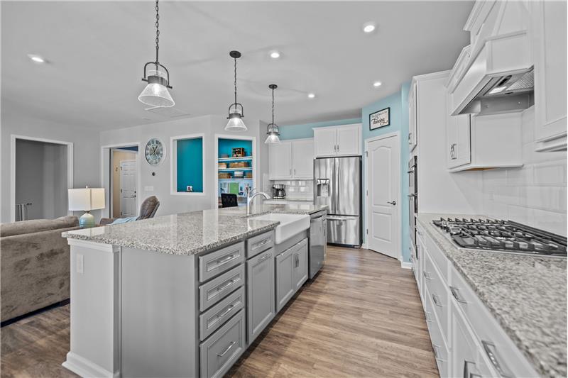 Open sight lines to great room and dining area