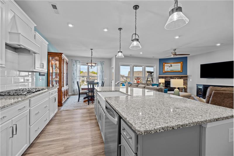 Kitchen with huge granite island