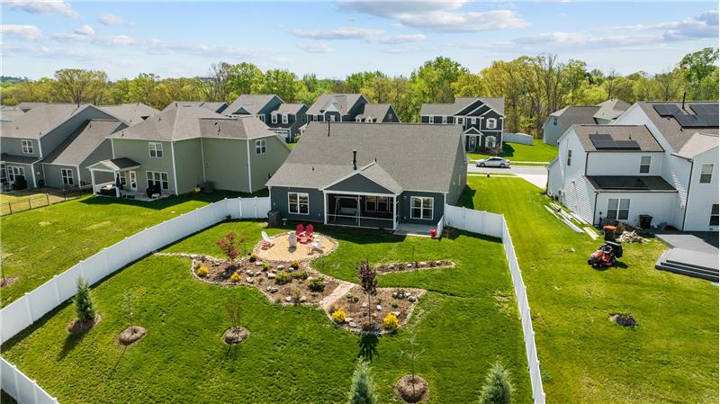 Aerial view of home and back yard