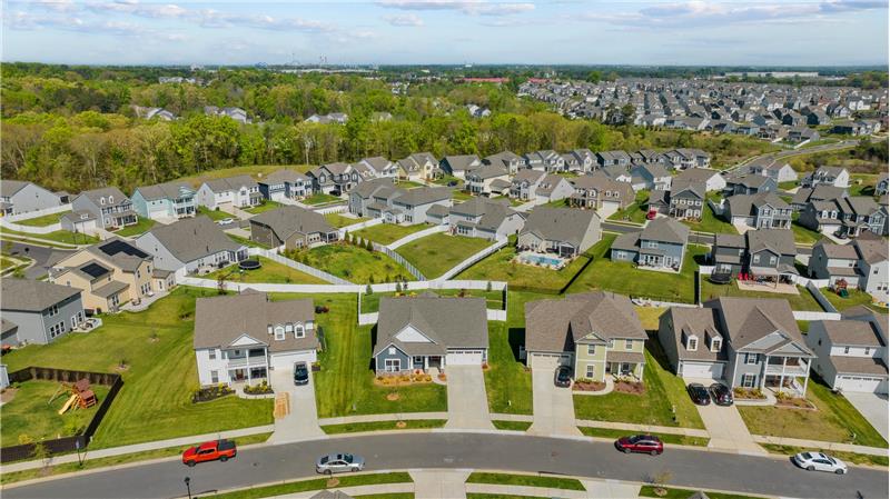 Aerial view of neighborhood