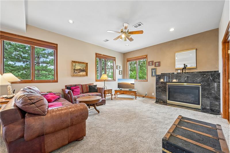 Family room in basement