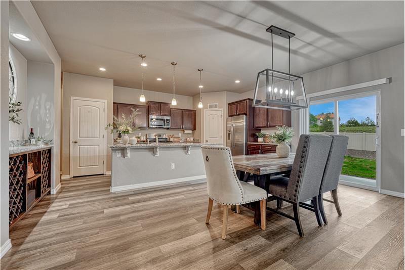 View of the dining area and kitchen, very open floor plan!