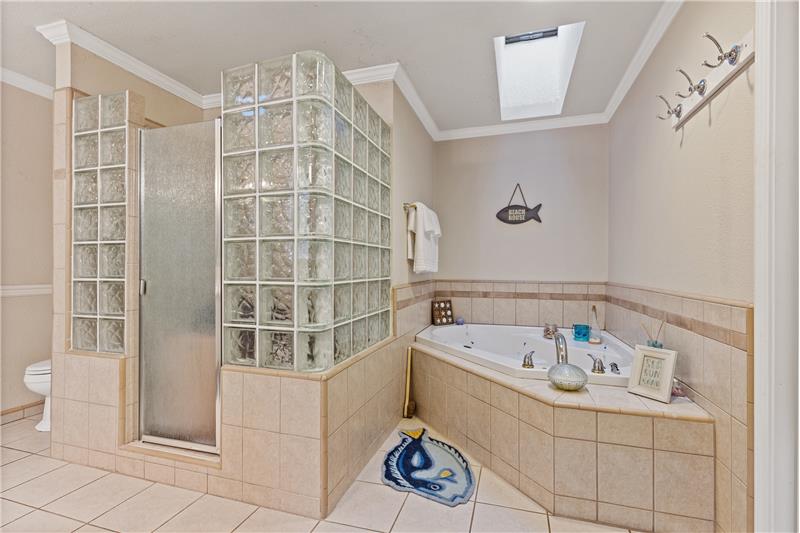 Jetted Tub and Glass Block Shower