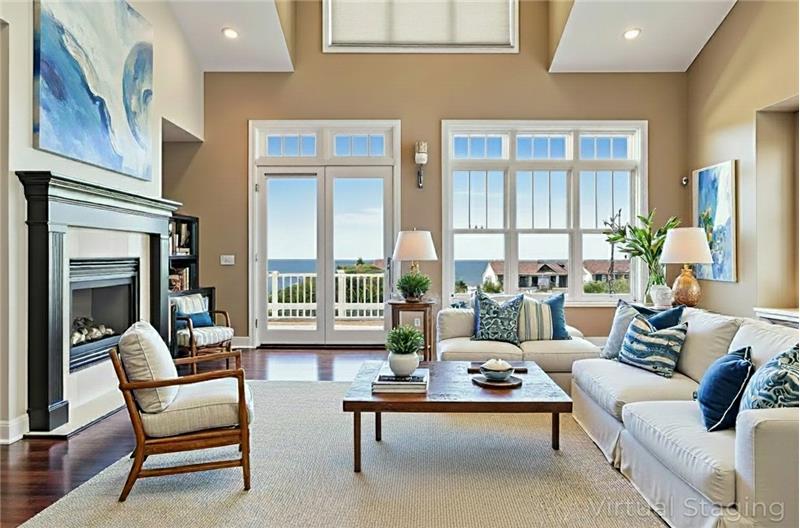 Great Room in Beige with Water Views (digitally altered)