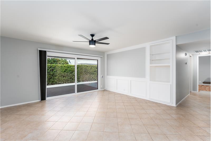 Built In Cabinets and Slider To Patio