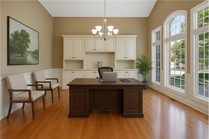 Virtually Staged-This room right off the entry could be an office, artist room, living room, library, what ever your needs are. 