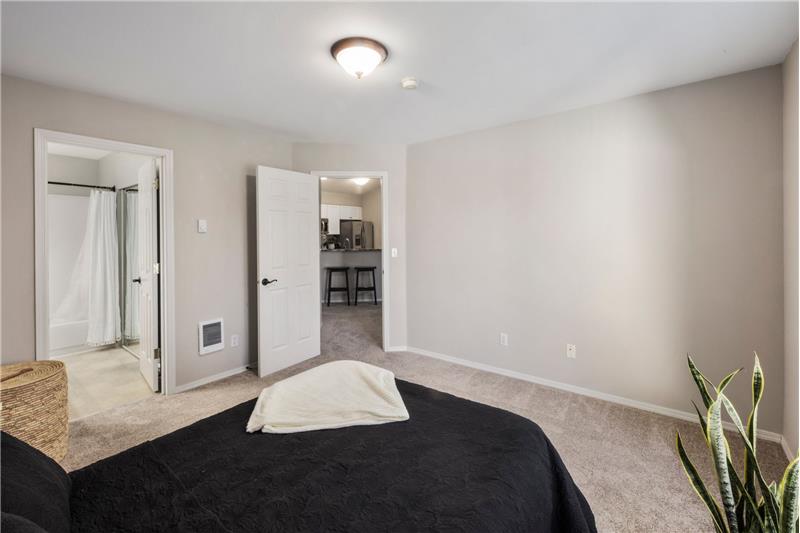 Primary Bedroom looking out into common space.