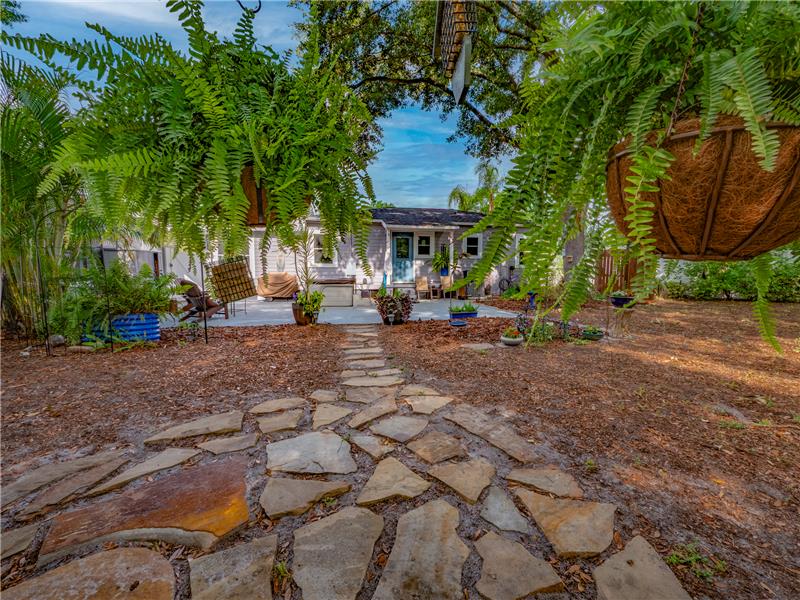 Stone Path in Backyard