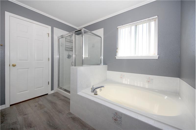 Soaking tub and separate shower