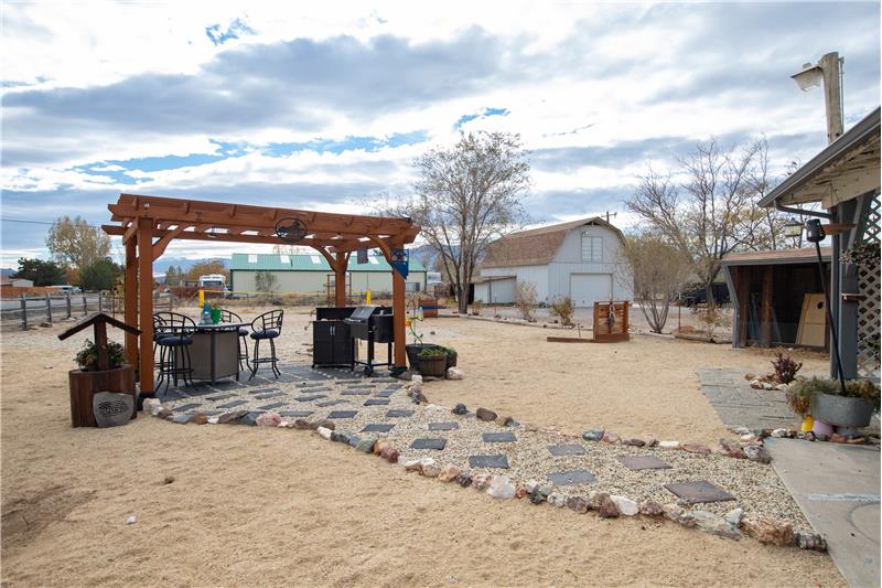 Backyard, Pergola, Barn in back