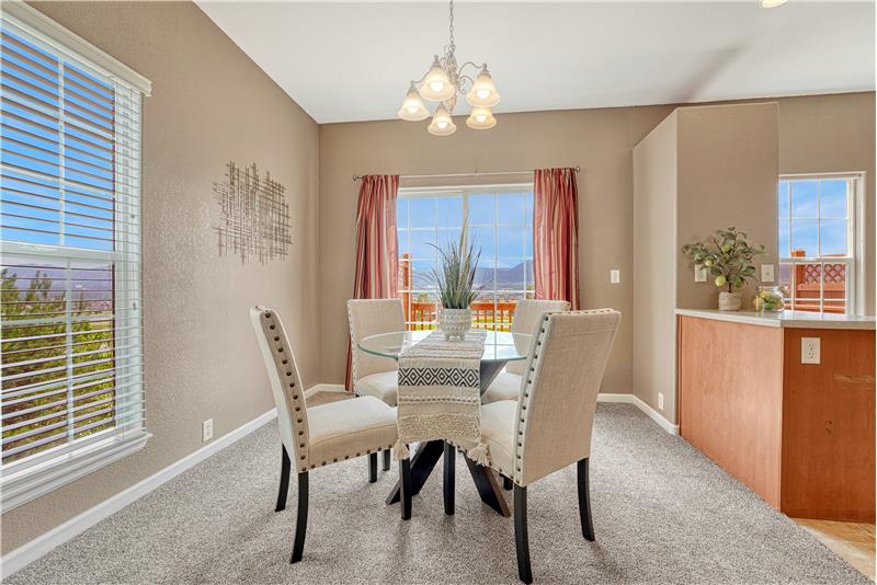 Dining area provides walk out to the wood deck