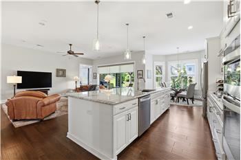 Open sight lines to the living and dining areas from the kitchen.