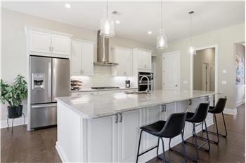 Spacious kitchen centered around oversized island is an entertainer's delight. Premium stainless appliances, sleek vent hood.