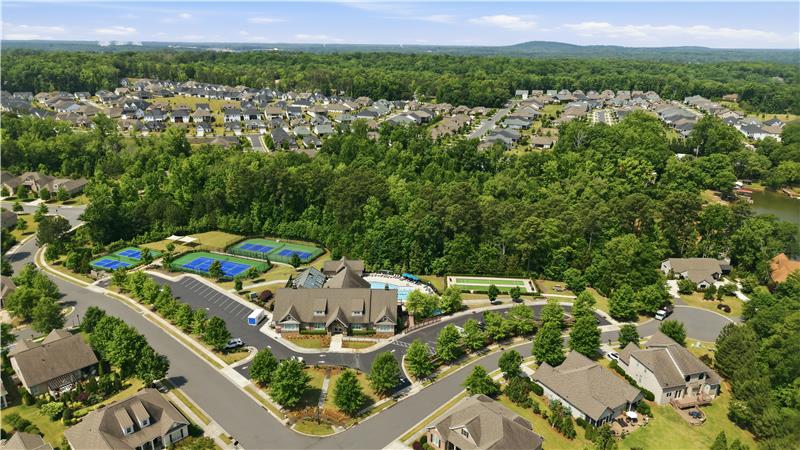 Aerial view of amenities center at Regency at Palisades. Country club style and active adult living at its best!