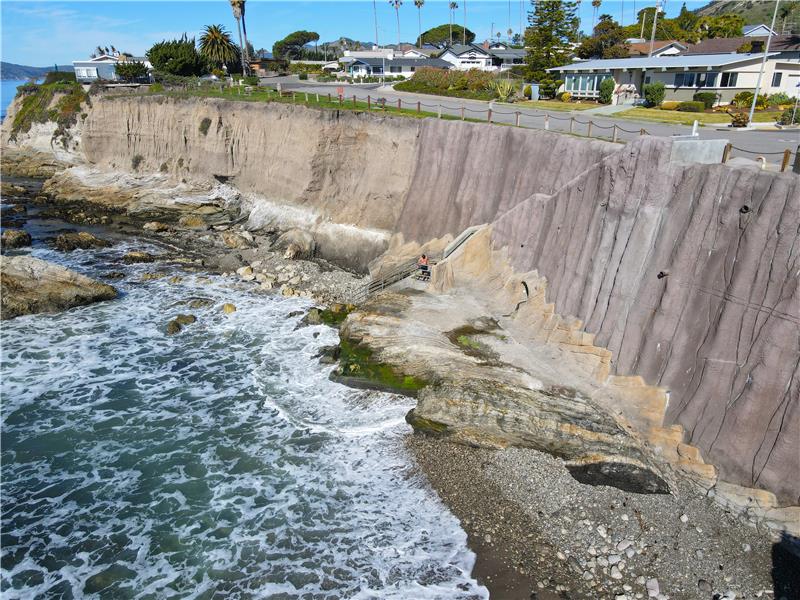 Completed improvements to Memory Park include the sea wall and staircase down to the small beach and alternating tide pools.