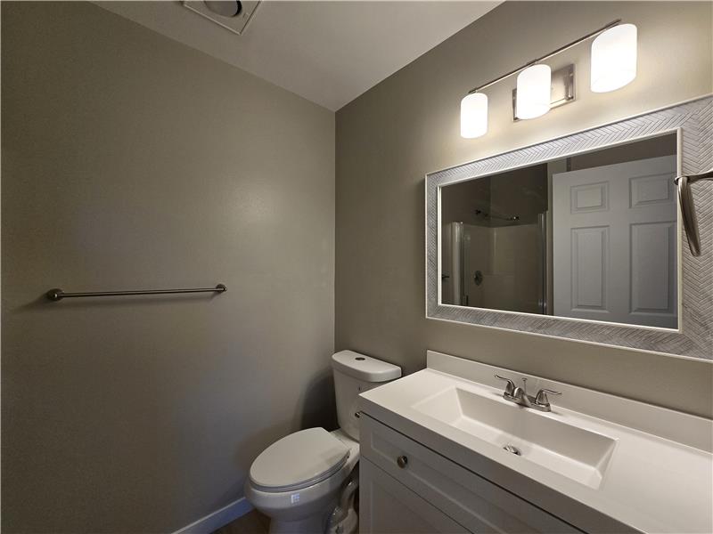 New vanity, mirror, light.