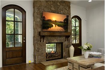 Double Sided Stone Fireplace