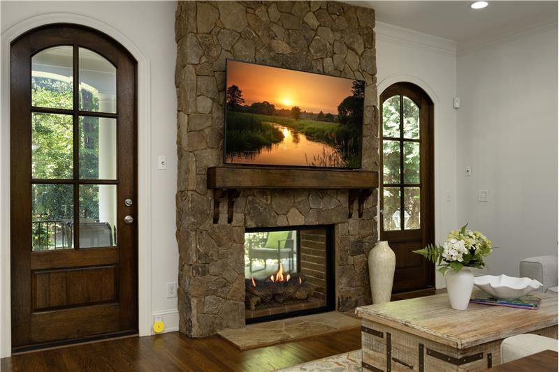 Double Sided Stone Fireplace