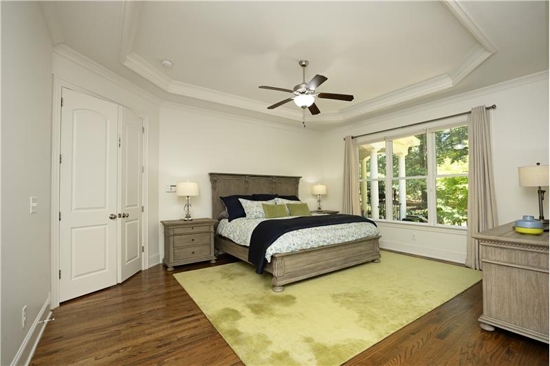 Primary Suite - Wood Flooring and Trey Ceiling