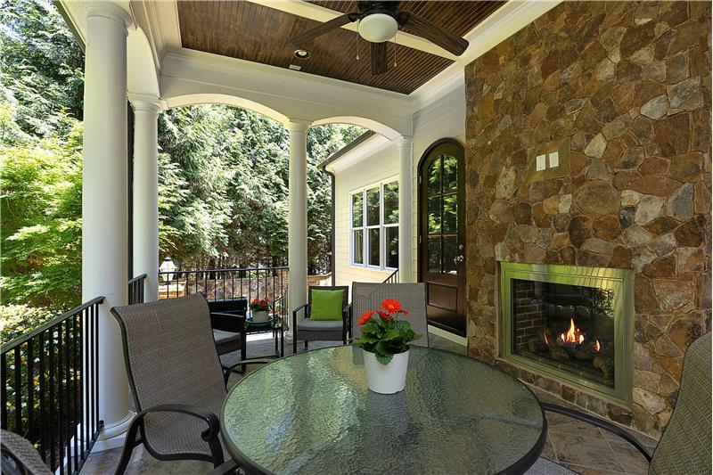 T&G Ceilings, Stone Gas Fireplace