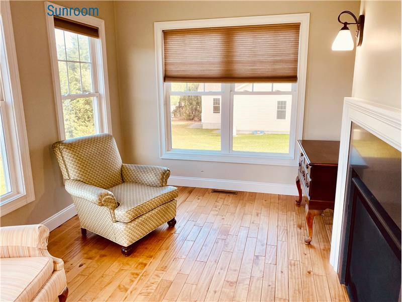 Sunroom with gas fireplace