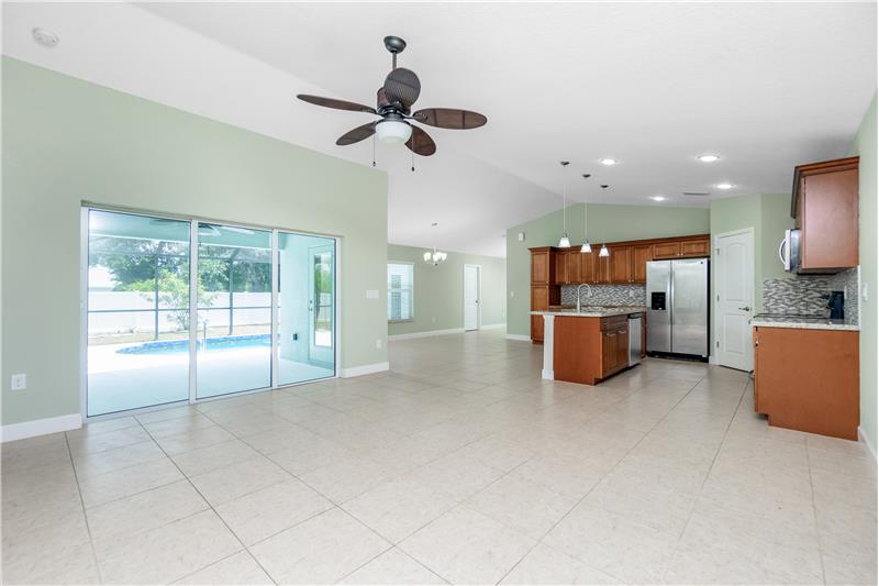 Great Room/Kitchen Overlooking Pool