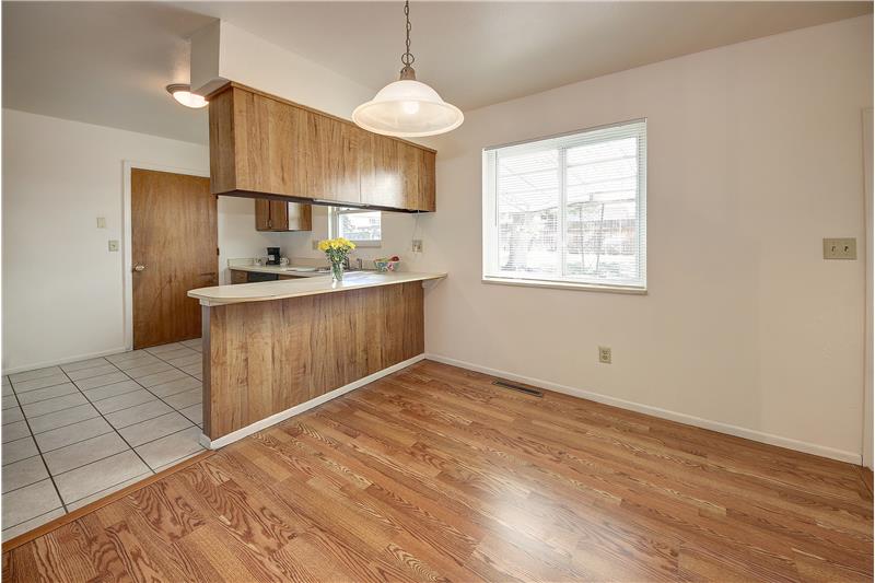 View of dining area and kitchen