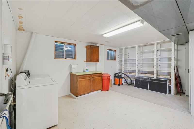 Basement, with washer & dryer at left