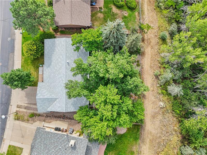 View from above, showing trail in greenbelt