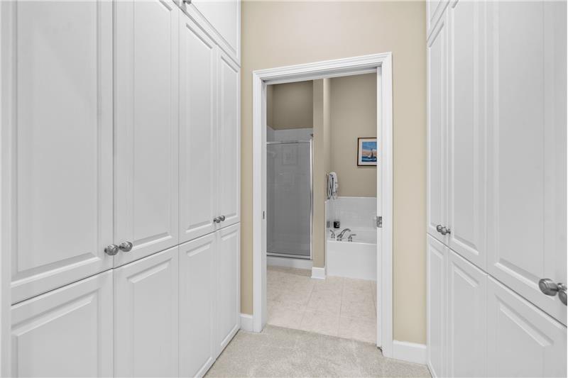 Storage room/closet situated between the home's second bedroom and bathroom