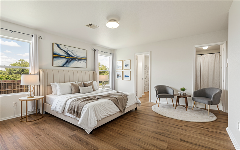 virtually staged master bedroom