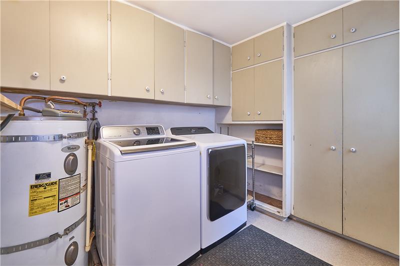 Large Utility Room with Loads of Storage and Cabinets. Washer and Dryer are not included in the sale of this home.