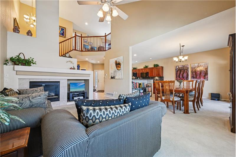 Living room is open to the dining room