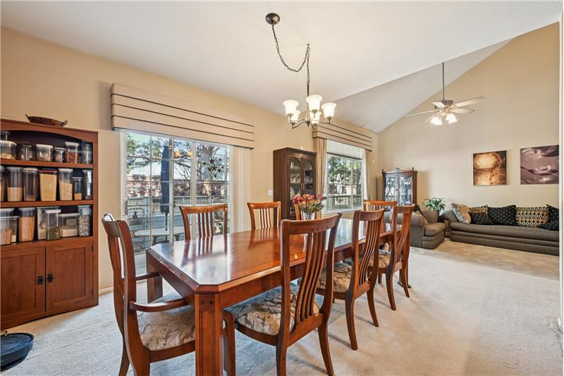 Dining room, with living room beyond