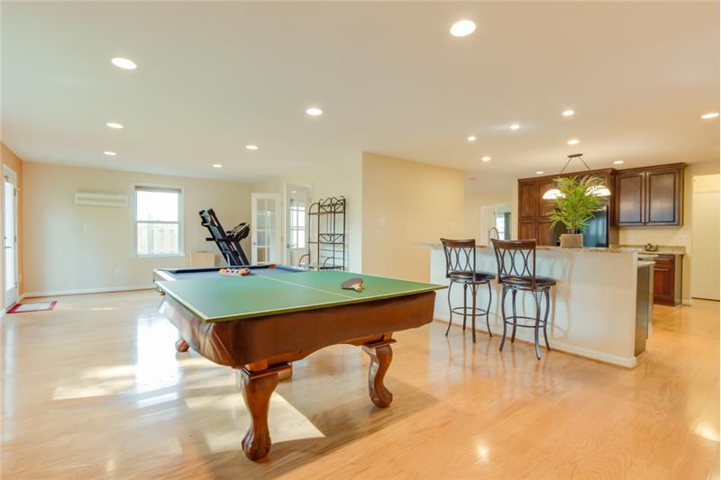 Large family room adjacent to kitchen
