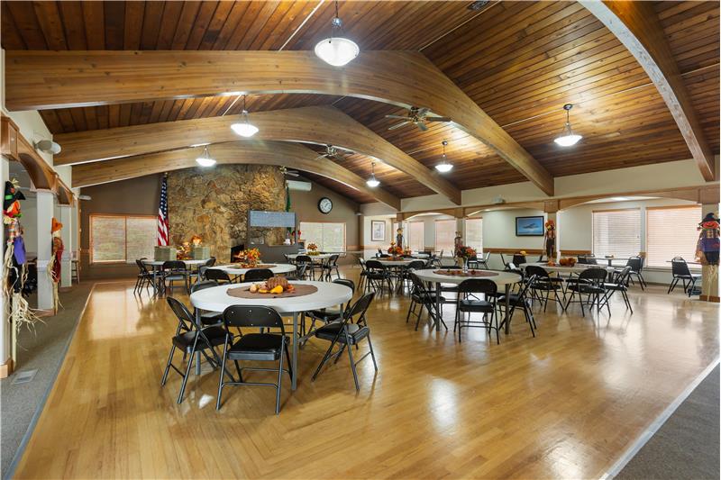 Event hall for socializing and gatherings.