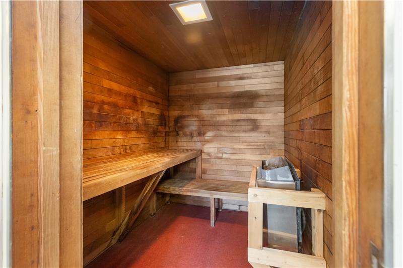 Warm up in the cozy sauna.